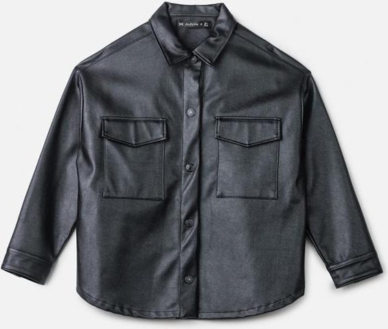 Jaqueta Fake Leather Preta Preto