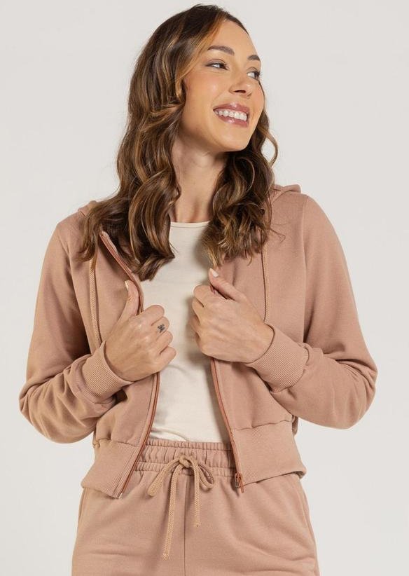 Jaqueta Feminina em Moletom Marrom