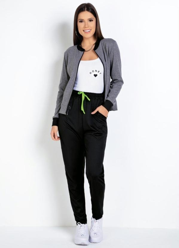 Imagem principal Jaqueta Mescla Chumbo e Estampa Neon nas Costas Moda Pop Moda Pop