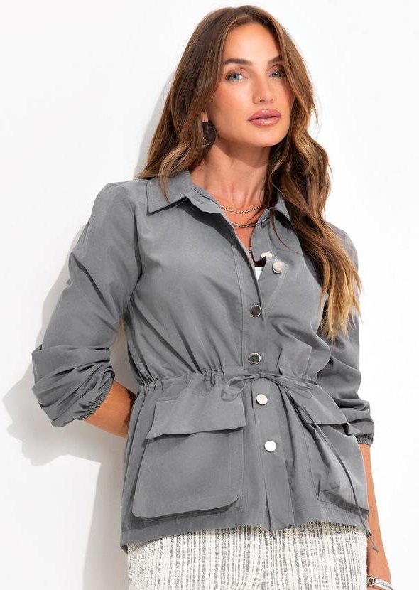 Parka Cinza em Microfibra