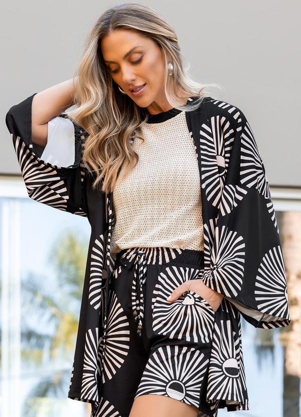 Imagem principal Kimono Geométrico Bicolor em Malha Fria Quintess Quintess