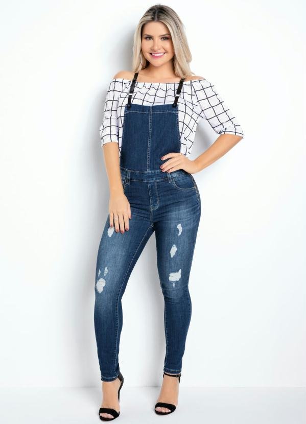 Imagem principal Jardineira Sawary Jeans Destroyed com Suspensóri Sawary Jeans