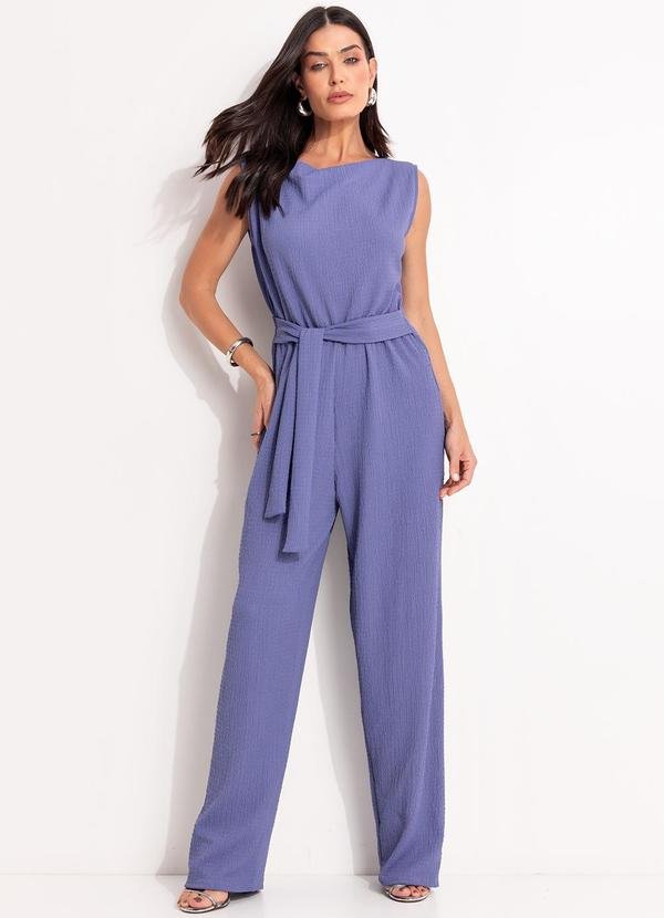 Macacão Azul em Malha Texturizada