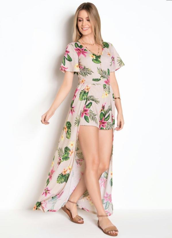Imagem principal Macacão com Sobreposição Alongada Floral Moda Pop Moda Pop