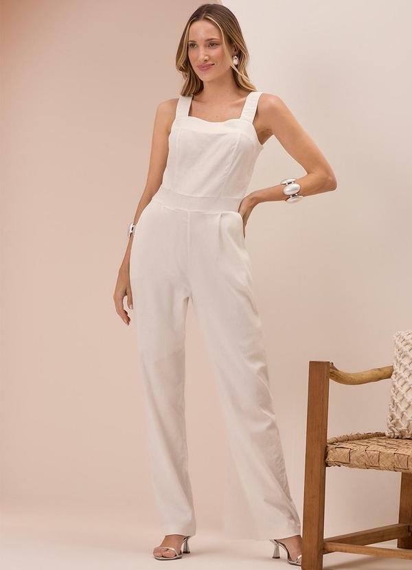 Imagem principal Macacão Longo de Alças em Tecido Branco Lunender Lunender