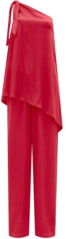 Macacão Longo de um Ombro Só Vermelho