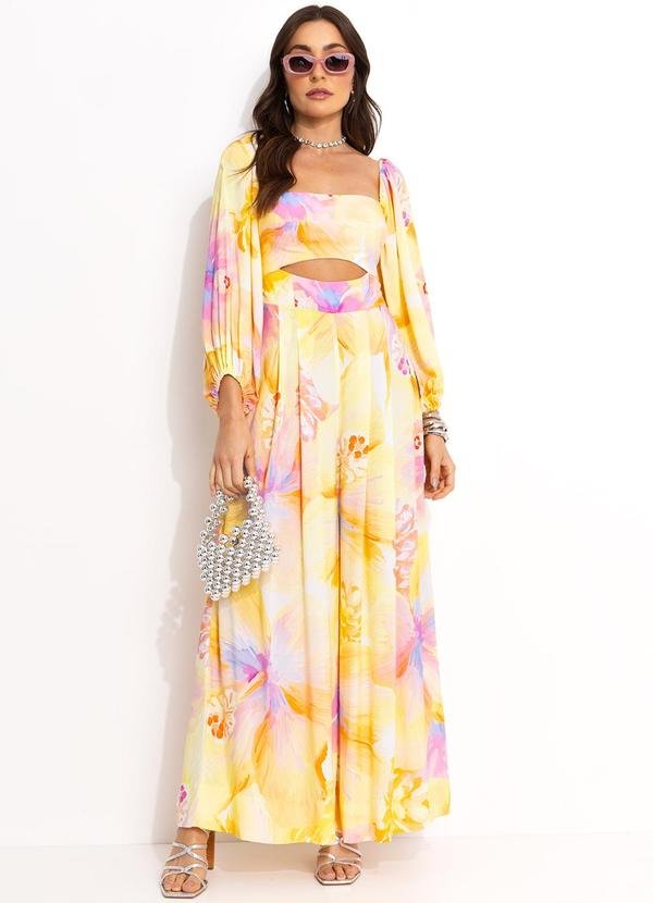 Macacão Longo em Viscose Amarelo