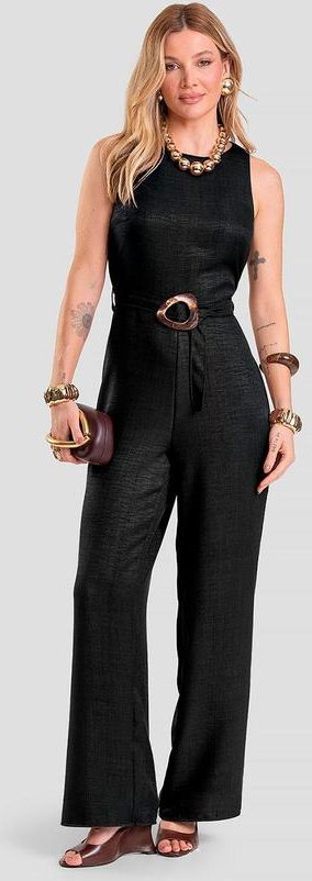 Macacão Longo Feminino Preto