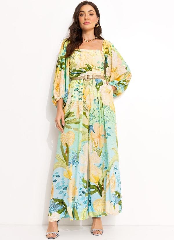 Macacão Manga em Viscose Verde