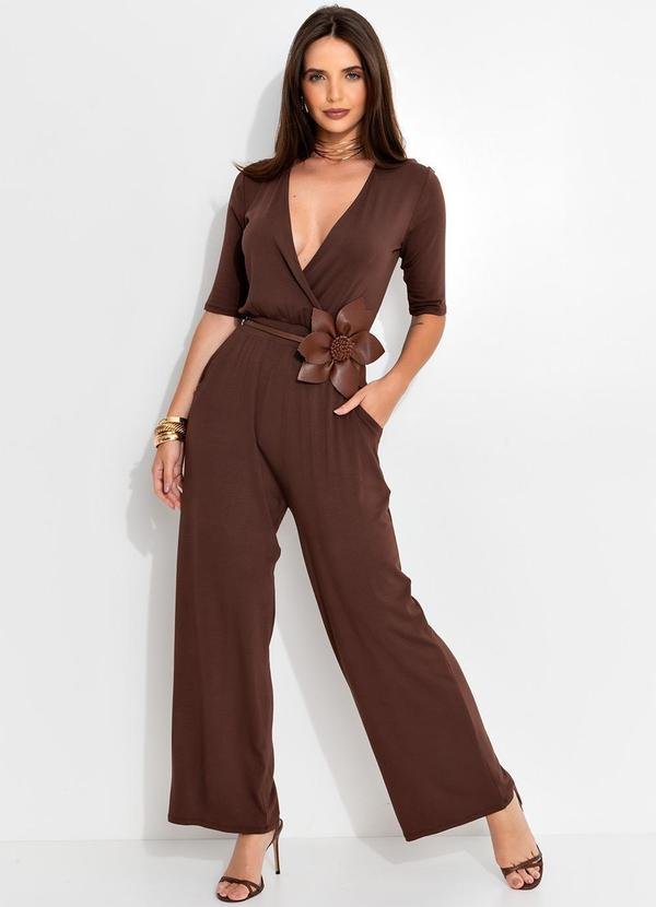 Macacão Marrom em Malha de Viscose