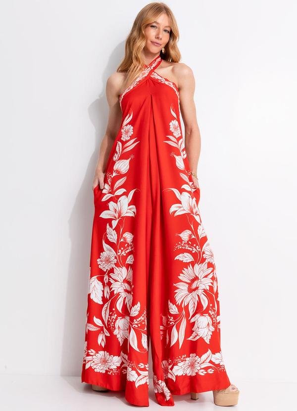 Macacão Pantalona Camadas Domitila Vermelho