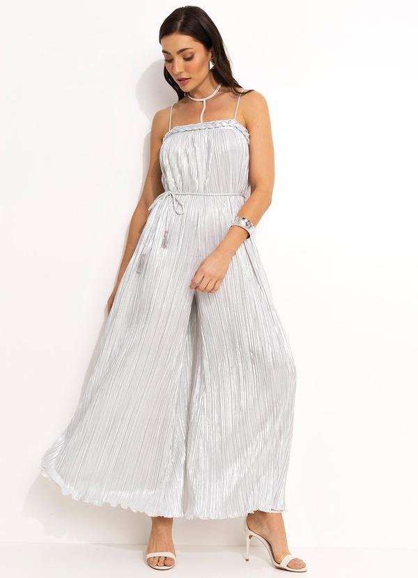 Macacão Trança Plissado Prata