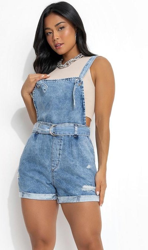 Imagem principal Jardineira com Amarração Jeans Clara Sawary Sawary Jeans Sawary Jeans