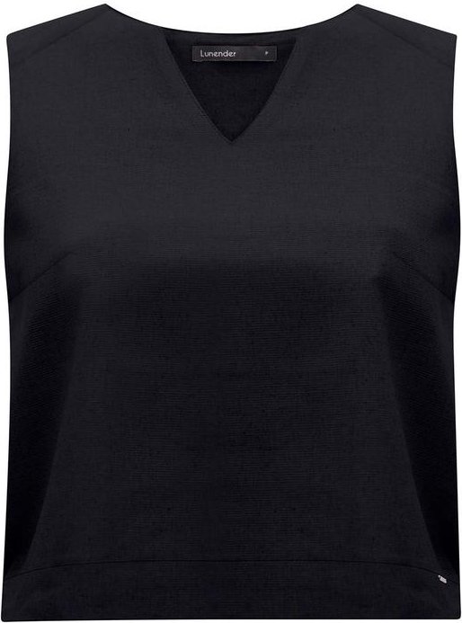 Blusa com Decote em V Plano e Elastano Preto