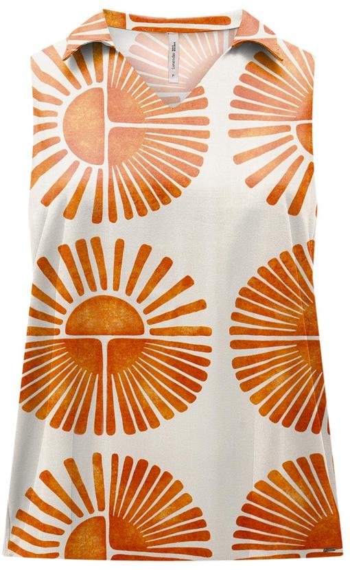 Blusa Plus Size com Decote em V e Gola Amarelo