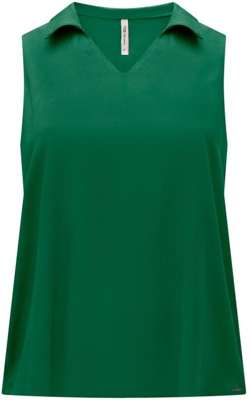 Blusa Plus Size com Decote em V e Gola Verde