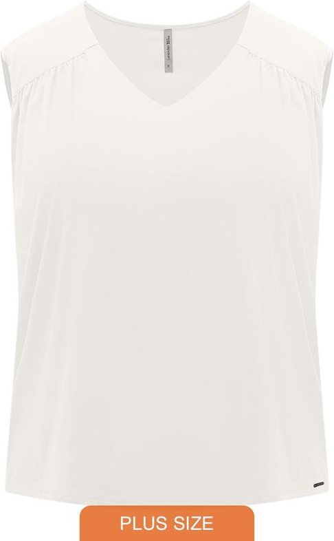 Blusa Plus Size com Franzidos em Malha Branco
