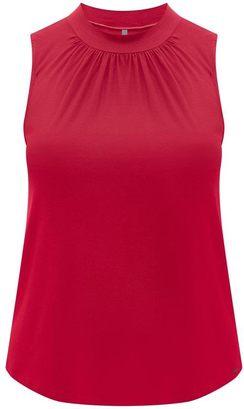 Blusa Plus Size com Gola Franzida Crepe Vermelho