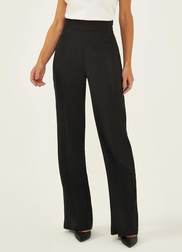 Calça Wide Leg de Alfaiataria Preta Rosita