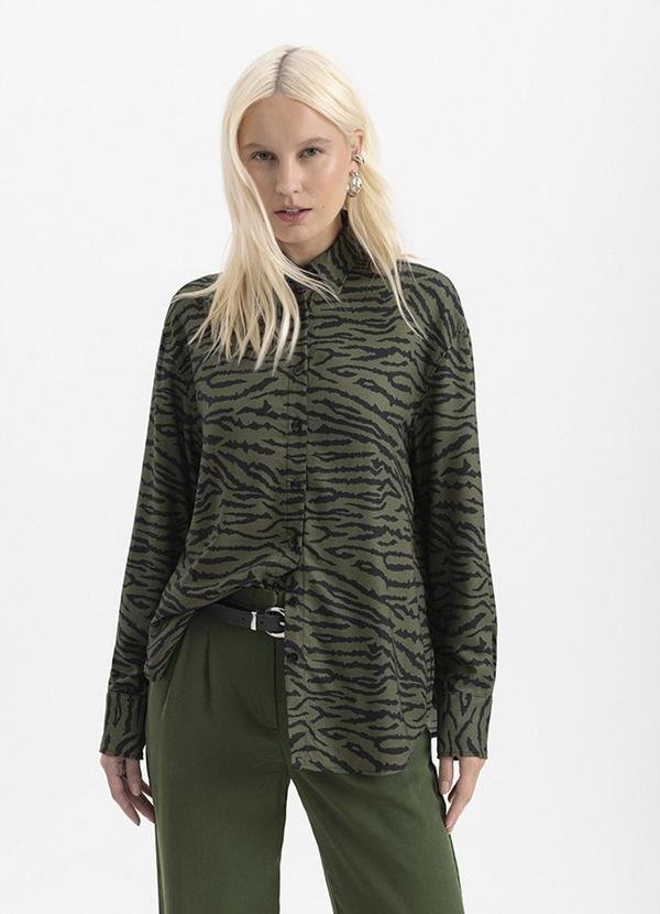 Camisa Feminina Animal Print Azul