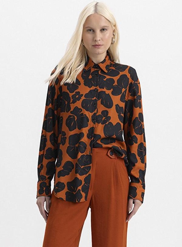 Camisa Feminina Animal Print Laranja
