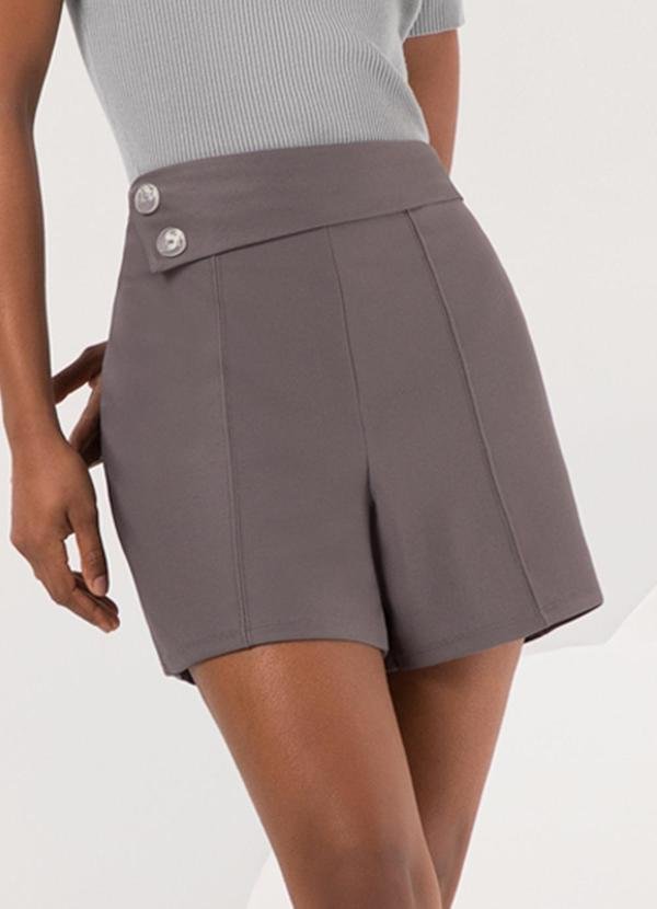 Shorts com Elástico e Botões no Cós Cinza
