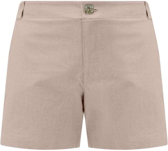 Shorts Plus Size com Bolsos e Elastano Bege