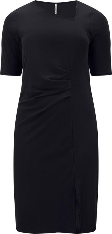 Vestido com Mangas 3/4 Plus Size Crepe Preto