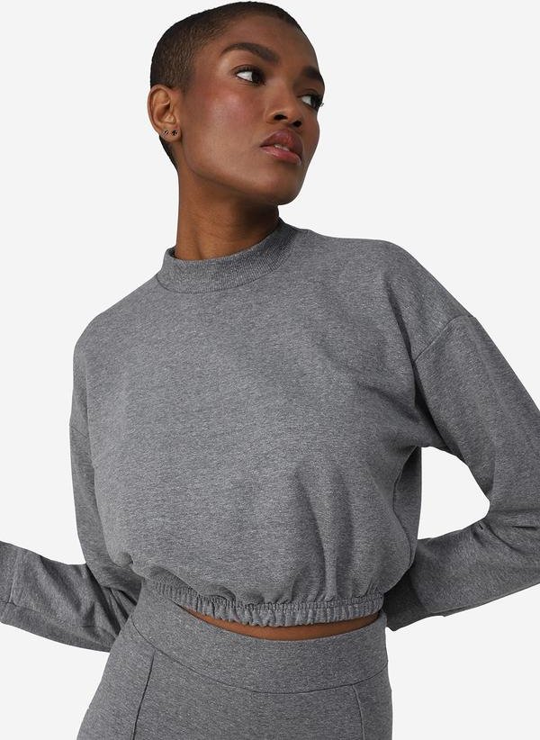 Imagem principal Blusão Cropped Moletom Comfort Mescla Escuro Basicamente Basicamente