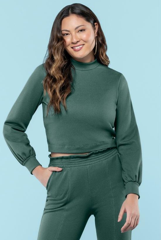 Imagem principal Blusão Feminino Adulto Verde Marialícia Marialícia