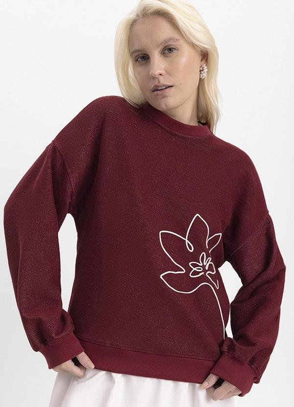 Imagem principal Blusão Feminino Bordado Floral Bordô Essendi Essendi