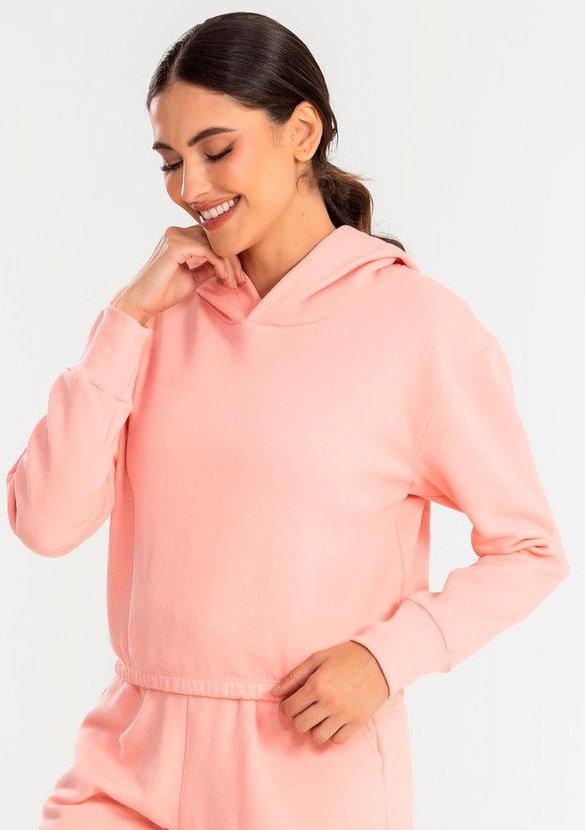 Cropped Moletom com Capuz Blush