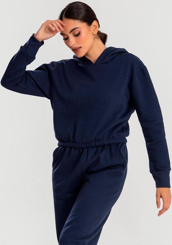 Cropped Moletom com Capuz Mescla Escuro