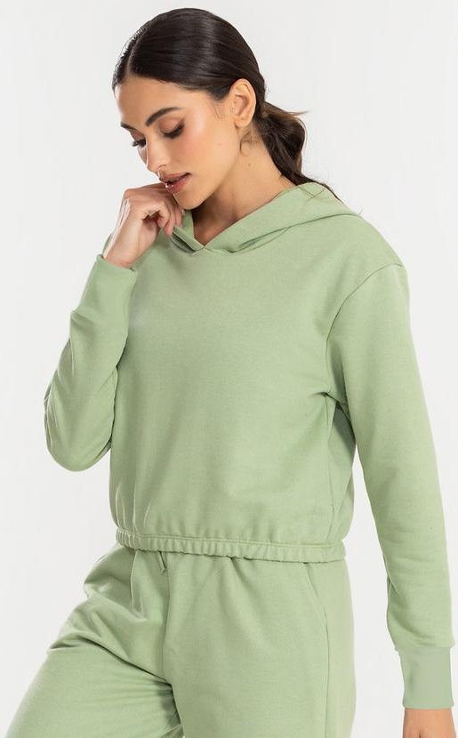 Cropped Moletom com Capuz Verde Pistache