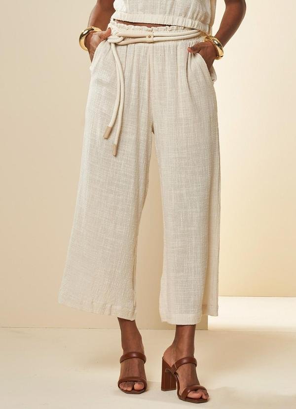 Calça Cropped Cintura Média Nature Branco