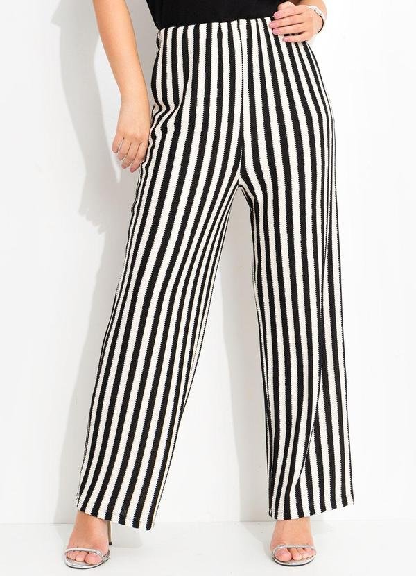 Imagem principal Calça Listrado Preto e Branco em Malha Texturiza Quintess Quintess