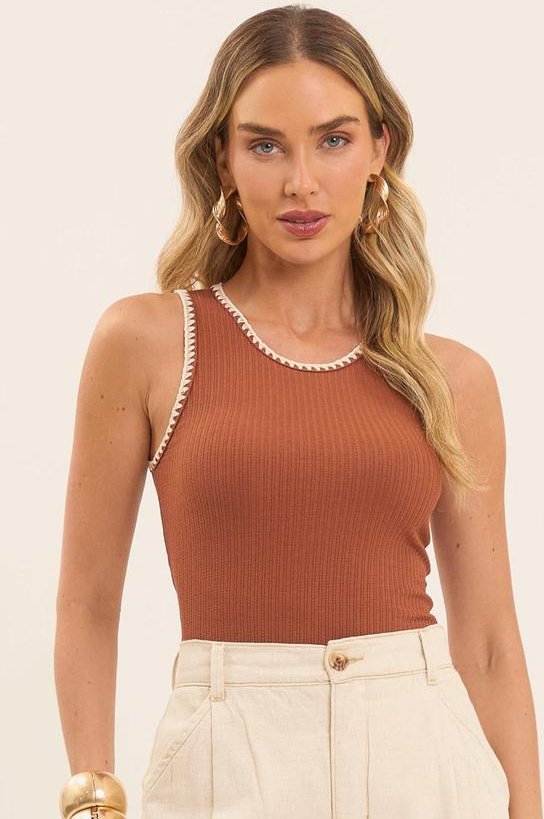 Blusa Canelada Romantic Marrom