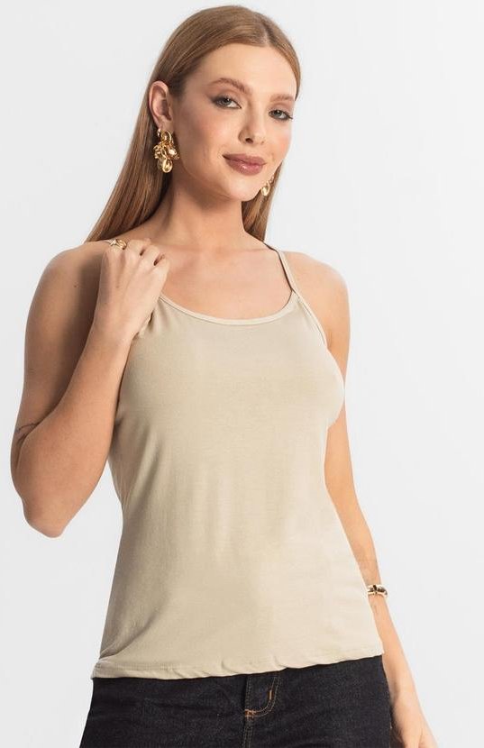 Blusa Feminina de Alças Básica Bege