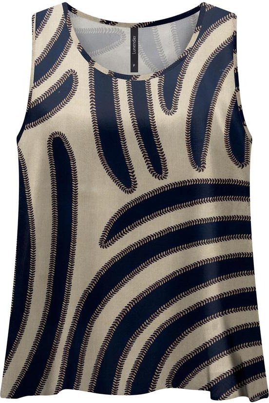 Blusa Regata Estampada com Decote Redondo Azul