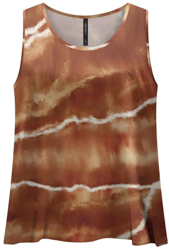 Blusa Regata Estampada com Decote Redondo Bege