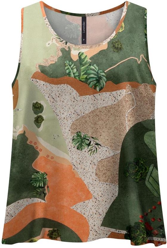 Blusa Regata Estampada com Decote Redondo Verde