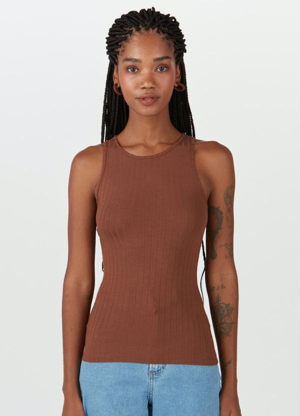 Imagem principal Blusa Regata Malha Canelada de Viscose Marrom Malwee Malwee