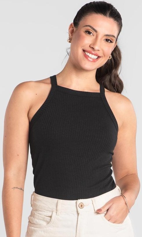 Imagem principal Regata Adulto Ribana Canelada Just Basic Preto JUST BASIC