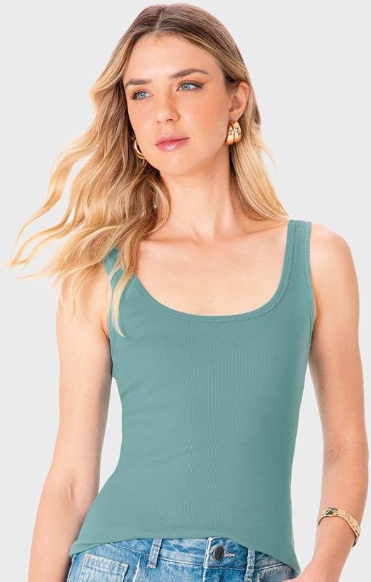 Imagem principal Regata Básica em Ribana Conforto Verde Turquesa Enfim Enfim