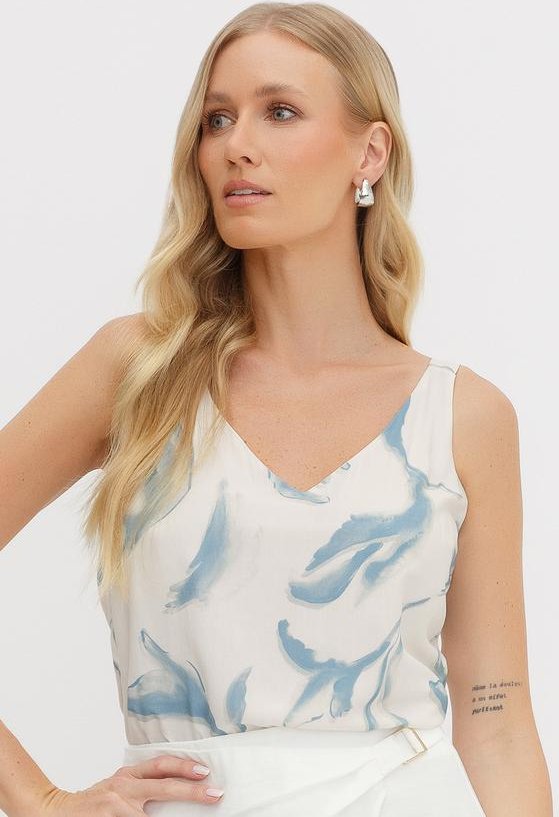 Imagem principal Regata com Alça em Viscose Estampada Manu Off Whi