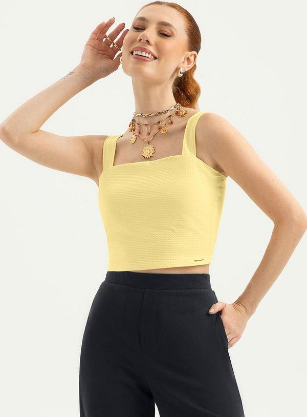 Imagem principal Regata Cropped em Cotton Amarelo Claro Cativa Cativa