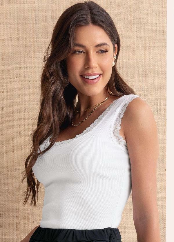 Imagem principal Regata em Ribana Branca com Renda Moda Pop Moda Pop