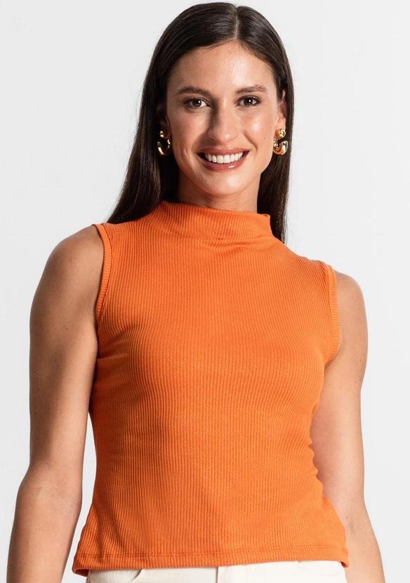 Regata em Ribana Canelada Lurex Laranja