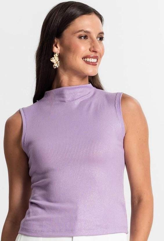 Regata em Ribana Canelada Lurex Roxo