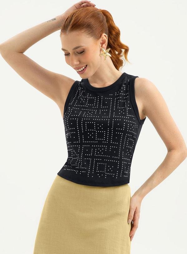 Regata em Tecido Texturizado Preto